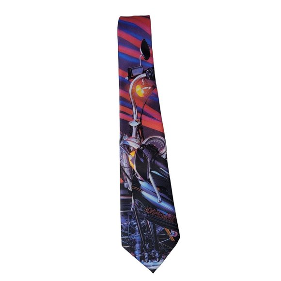 Ralph marlin vintage 1992 harley davidson neck tie pastel neon abstract art - Picture 4 of 7